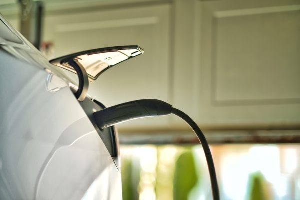 Close up of car charging.